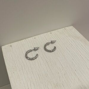 NWOT Silver Small Hoop Earrings- Textured